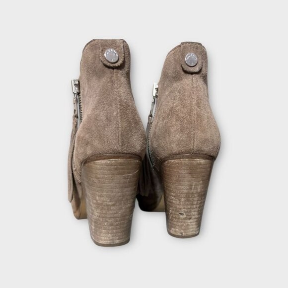 RAG & BONE MARGOT Boots 35 5 Suede Tan Taupe Fringe Double Zipper Ankle Boho - Picture 8 of 9